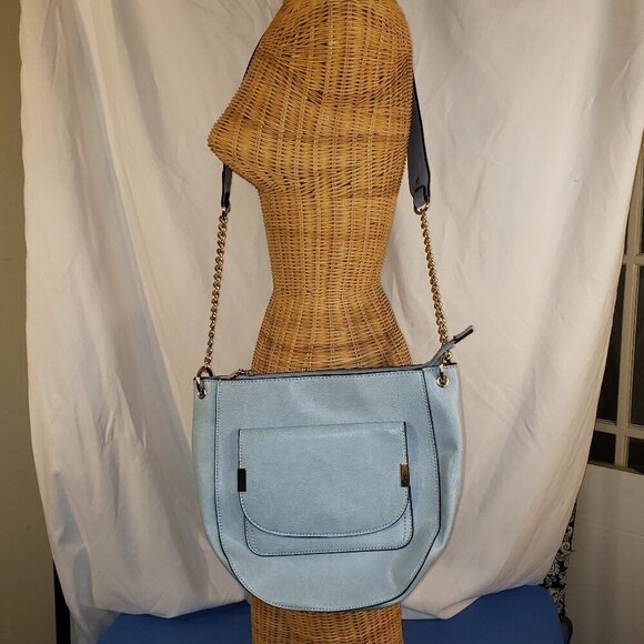 Melie Bianco Handbags - Melie Biaco Women's Vegan Blue Leather Shoulder Bag/Crossbody w/Gold Hardware